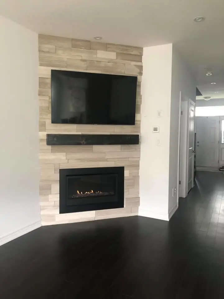 New fireplace installation inn a corner