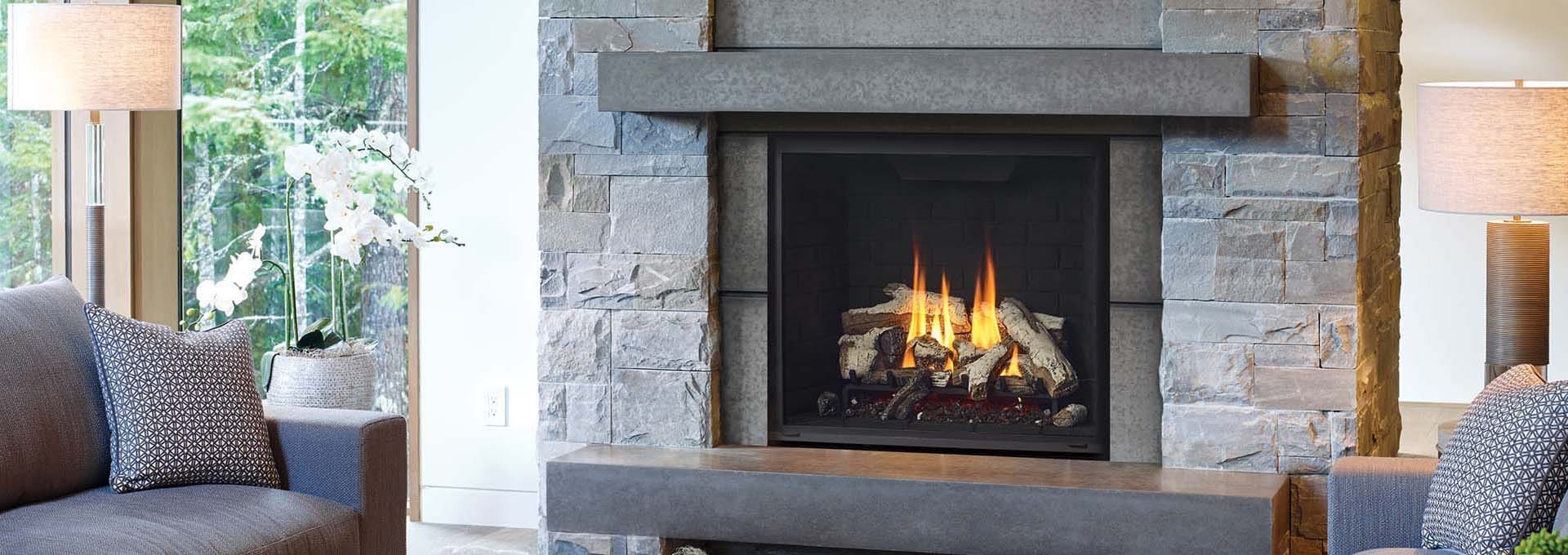 Regency gas fireplace in living room setting