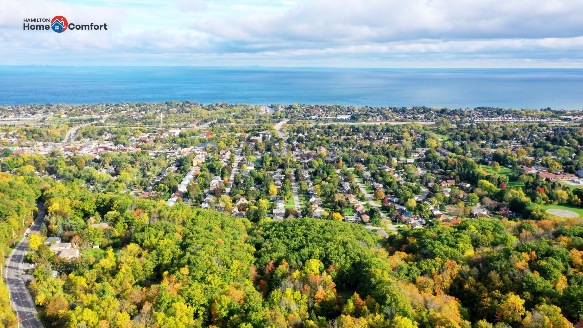 Aerial view of Grimsby Ontario - Hamilton Home Comfort.